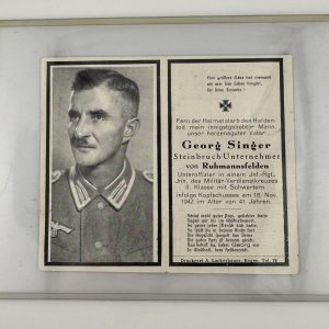German WW2 Death Card